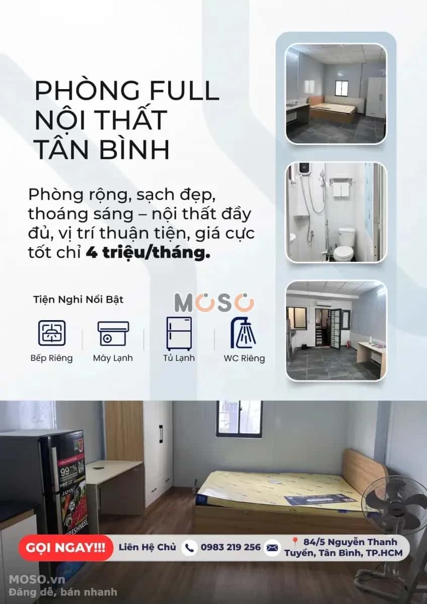 Cho thuê phòng trọ Đường Nguyễn Thanh Tuyền Tân Bình, TP.HCM – 1 phòng ngủ, giá 4 triệu - ảnh 1