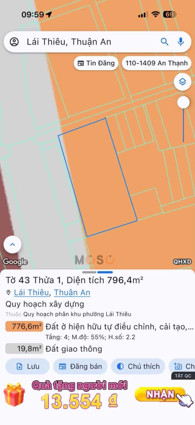 Plot of land 796.4 m² · Khu phố Long Thới