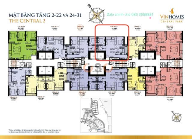 Căn hộ 84 m² · 2 PN · Vinhomes Central Park