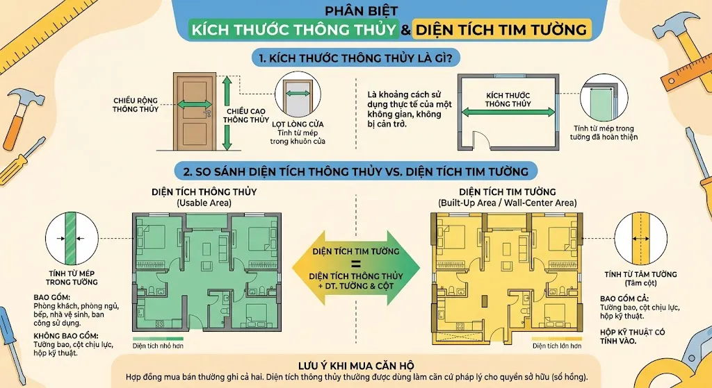 Định nghĩa chính xác diện tích thông thuỷ