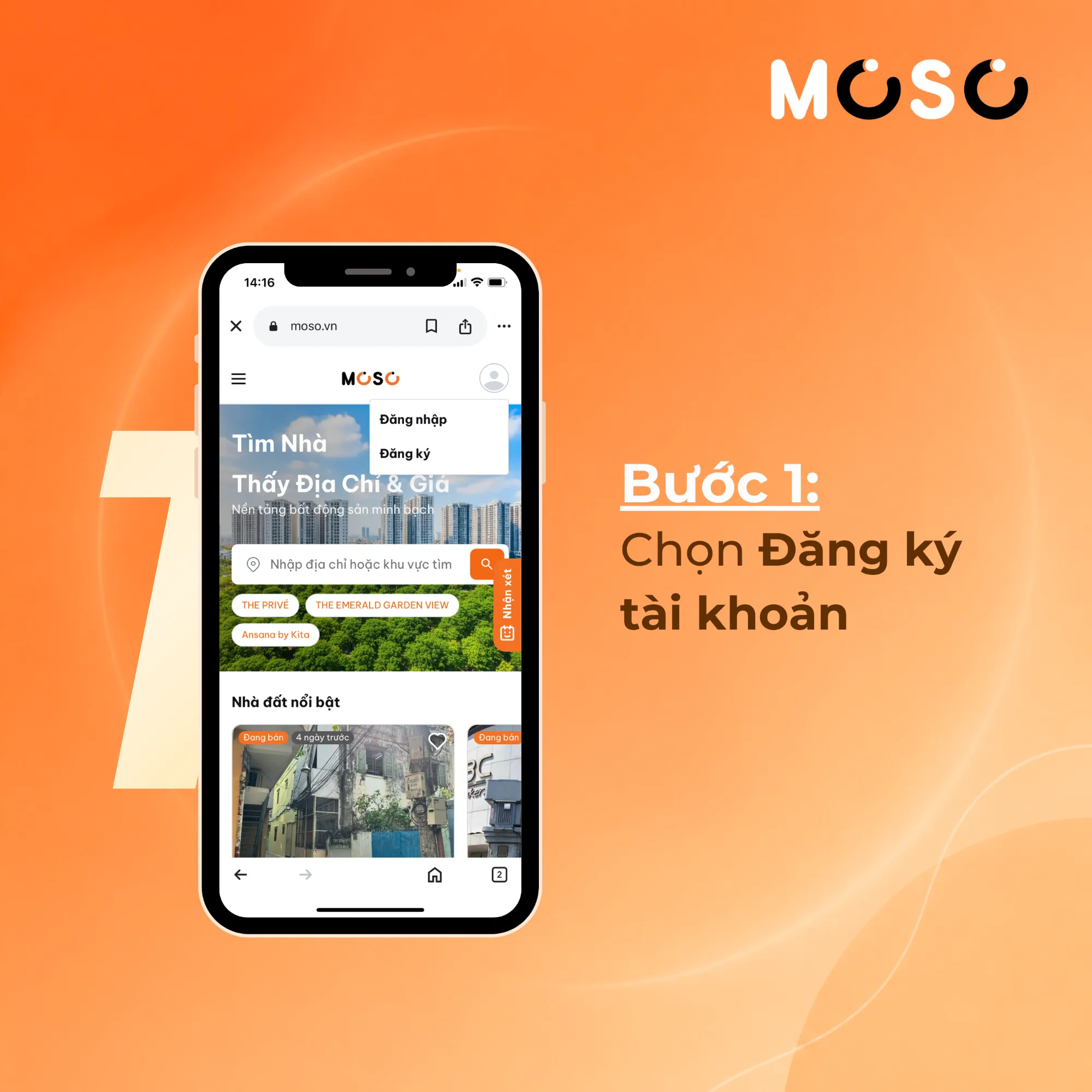 Bước 1: Chọn Đăng ký tài khoản Bước 1: Chọn Đăng ký tài khoản