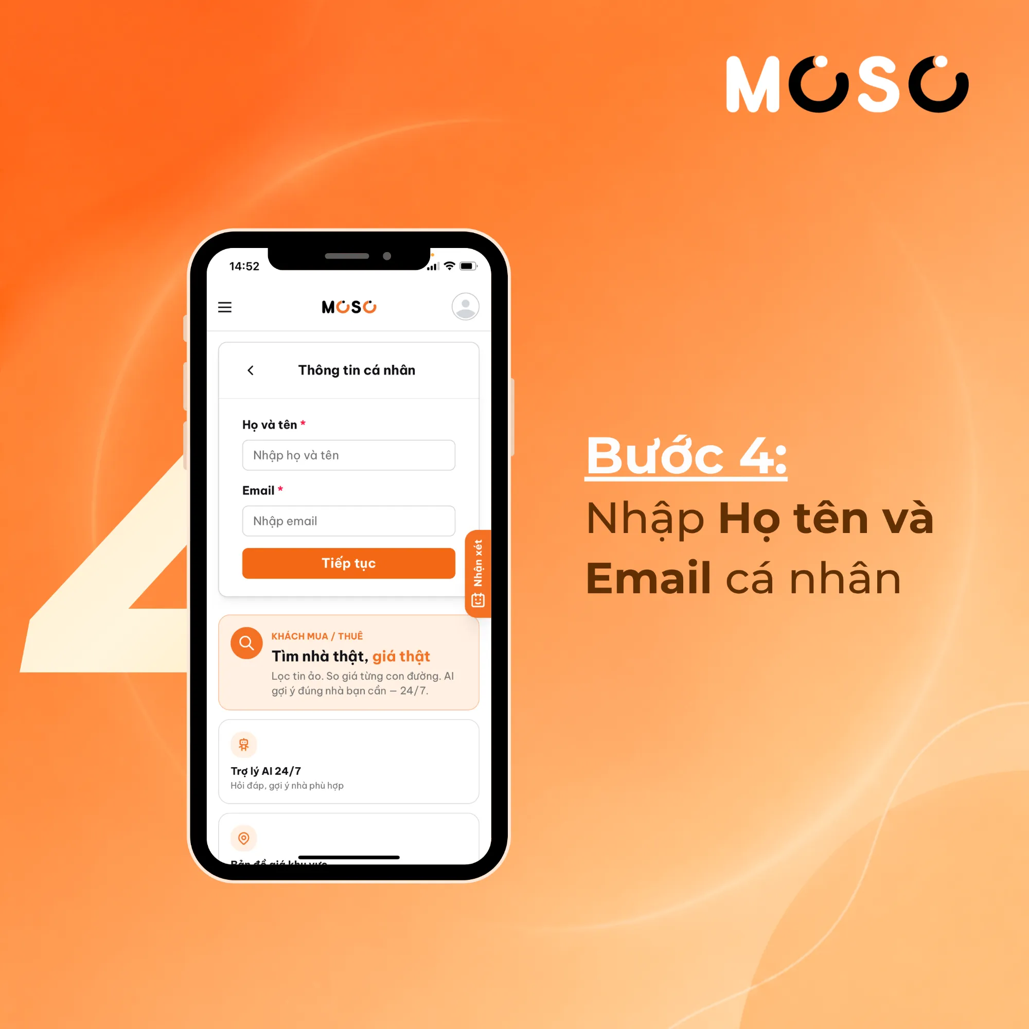 Bước 4: Điền Họ tên và Email Bước 4: Điền Họ tên và Email
