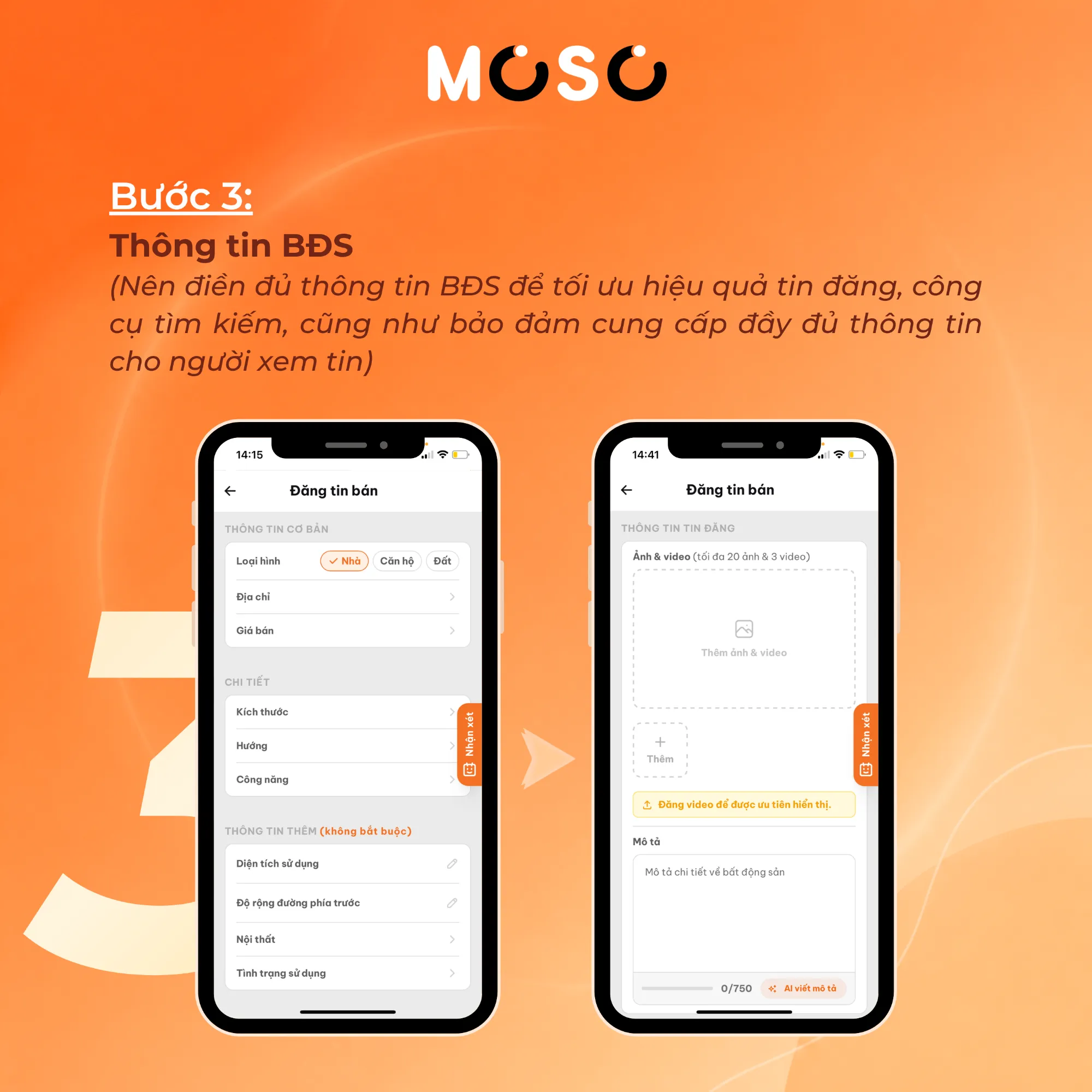 Bước 3: Nhập thông tin BĐS Bước 3: Nhập thông tin BĐS