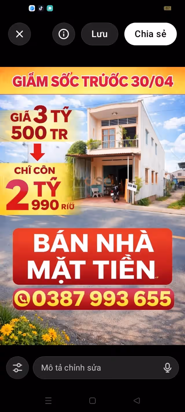 Bán nhà mặt tiền Đường tỉnh 954 Thị xã Tân Châu, An Giang – 1 phòng ngủ, giá 3 tỷ