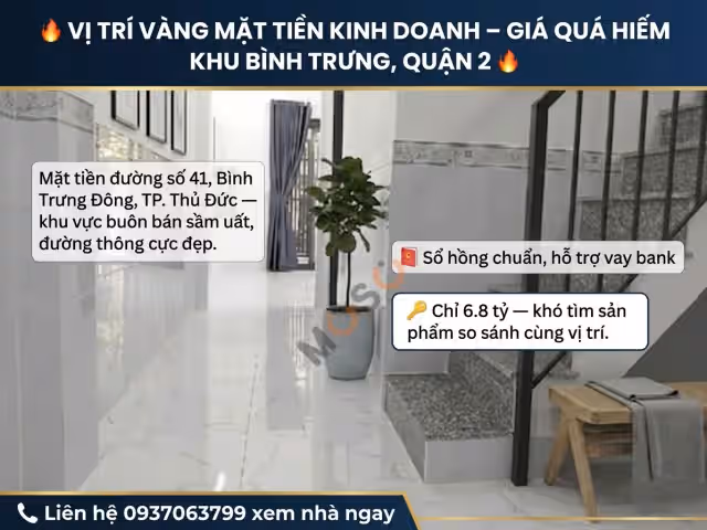 Bán nhà mặt tiền Đường 41 Quận 2, TP.HCM – 3 phòng ngủ, giá 6.7 tỷ Bán nhà mặt tiền Đường 41 Quận 2, TP.HCM – 3 phòng ngủ, giá 6.7 tỷ