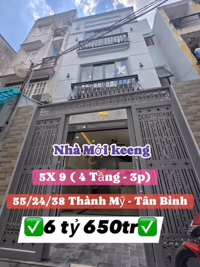 Bán nhà hẻm Thành Mỹ Quận Tân Bình, TP.HCM – 3 phòng ngủ, giá 6.7 tỷ