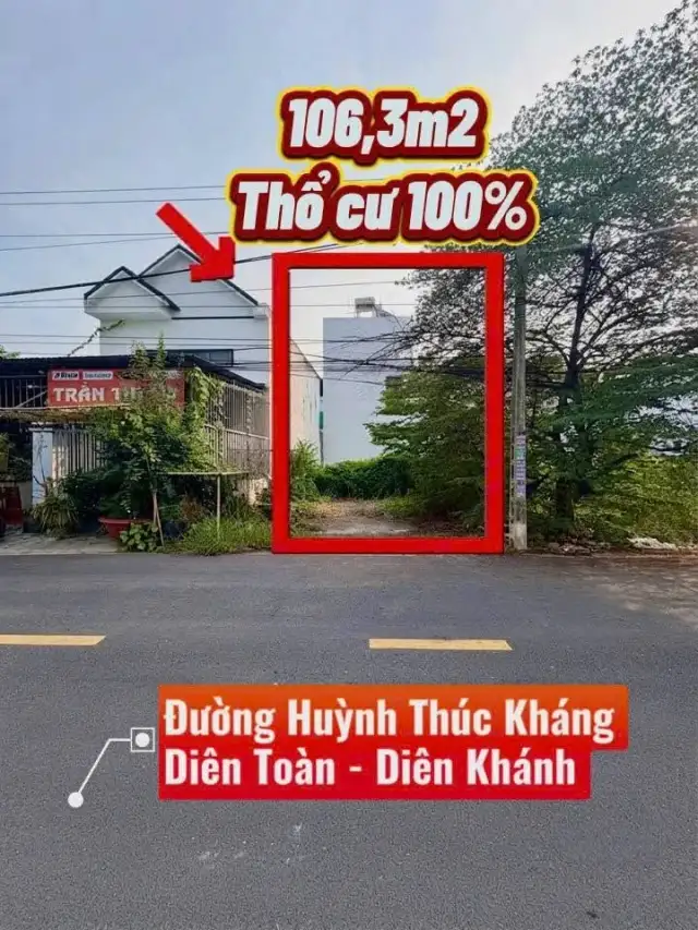 Bán đất đường Huỳnh Thúc Kháng Huyện Diên Khánh, Khánh Hòa – giá 2.6 tỷ