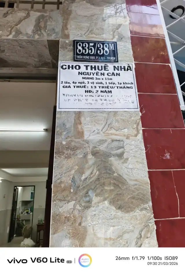 Cho thuê nhà hẻm Trần Hưng Đạo Quận 5, TP.HCM – 4 phòng ngủ, giá 13 triệu Cho thuê nhà hẻm Trần Hưng Đạo Quận 5, TP.HCM – 4 phòng ngủ, giá 13 triệu