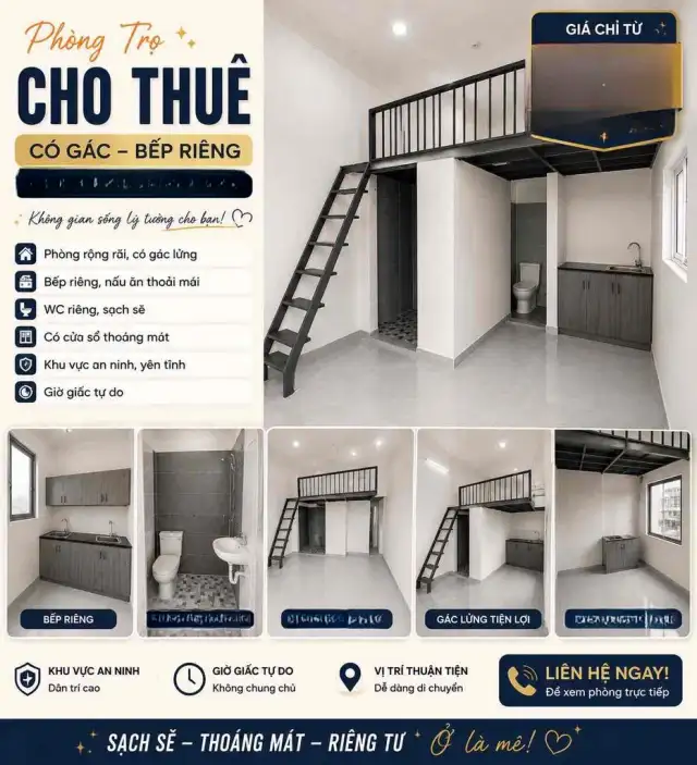 Cho thuê phòng trọ Đường Trường Chinh Quận 12, TP.HCM – giá 5.5 triệu