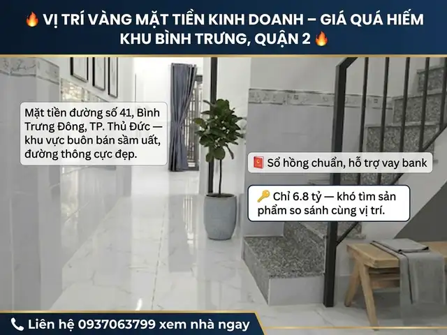 Bán nhà mặt tiền Đường 41 Quận 2, TP.HCM – 3 phòng ngủ, giá 6.7 tỷ Bán nhà mặt tiền Đường 41 Quận 2, TP.HCM – 3 phòng ngủ, giá 6.7 tỷ